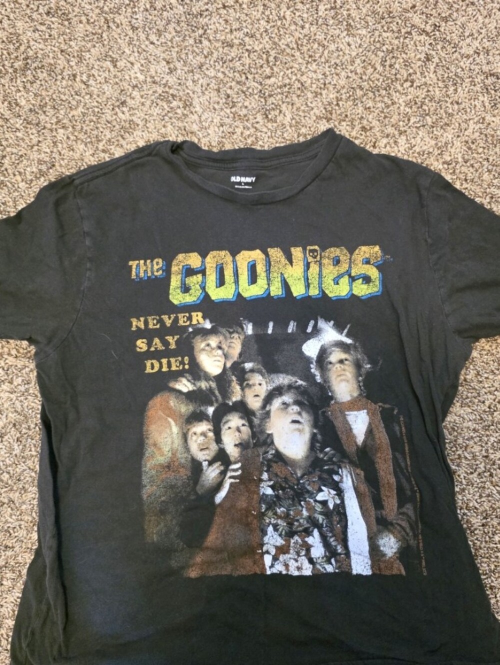 Old Navy Black The Goondocks Graphic Mens Tee with Yellow & Blue Logo